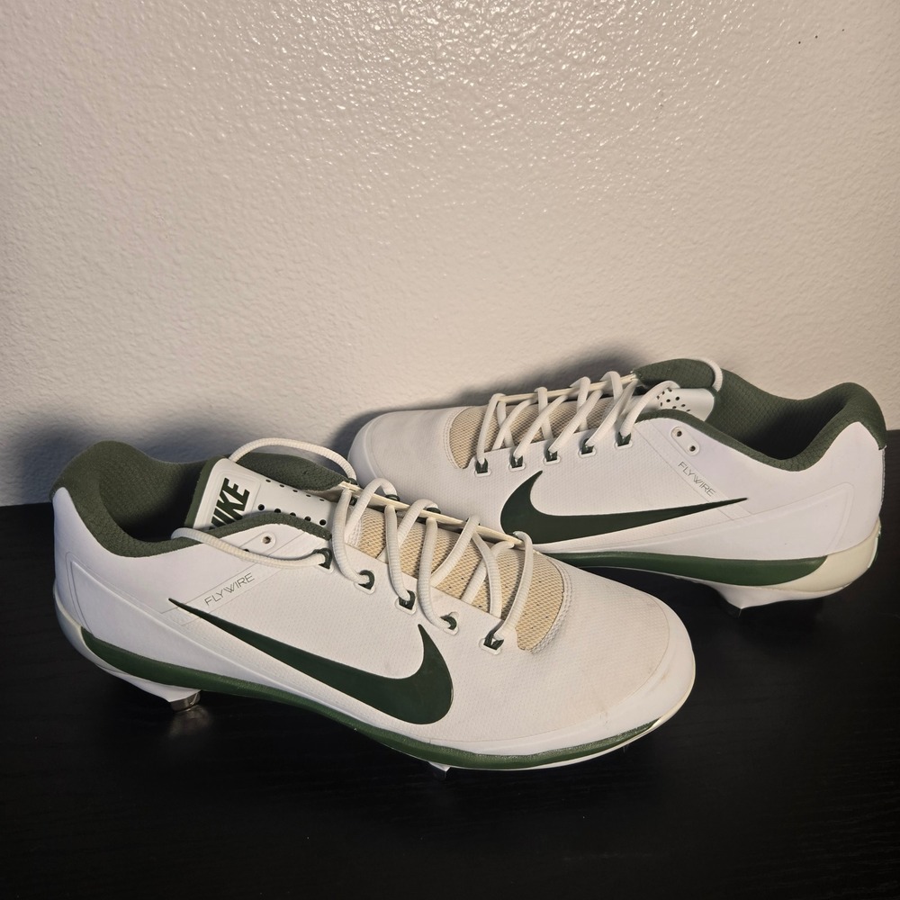 Nike Air Clipper Mens 14 White Green Flywire Baseball Cleats 880261-132